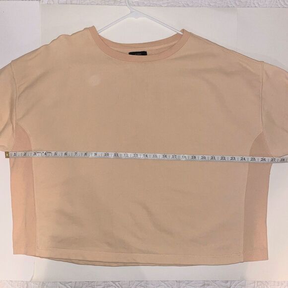 J Crew University Terry Cropped Sweatshirt Long Sleeve Crewneck Cotton Peach L - Picture 5 of 11